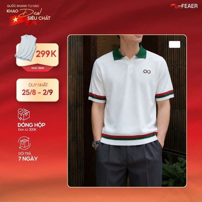 Áo Polo Nam Regal vải dệt kim cao cấp mềm mịn, ấm áp, dệt sợi dày, logo thêu rắn vô cực, phối hoa văn tinh tế - FEAER
