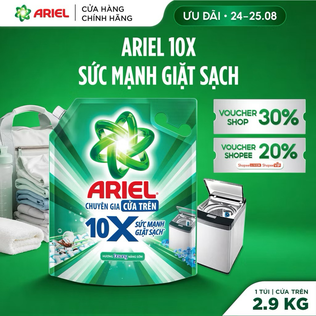 Nước Giặt Cửa Trên ARIEL 10X Giặt Nhanh 2.9KG