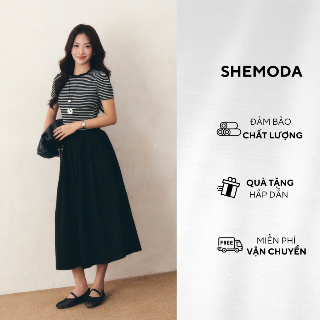 Set Váy Nữ Cộc Tay Dáng Dài Bồng Nhẹ Nhàng SHEMODA BREEZE DRESS Tôn Dáng Sang Trọng