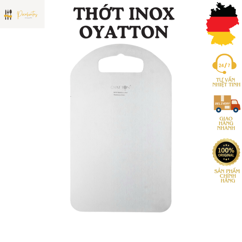 Thớt inox nhà bếp kháng khuẩn OYATTON,  thớt cao cấp chống mốc, thớt inox 316