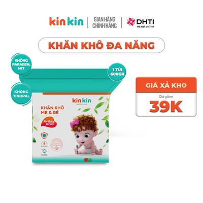 Khăn khô đa năng trẻ em KinKin túi 600gr/900gr, tiết kiệm cho mẹ - an toàn cho bé