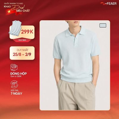 Áo polo COZY dệt kim thoáng khí, bề mặt waffle nổi mềm mại, co giãn thoải mái, phong cách smart casual - FEAER