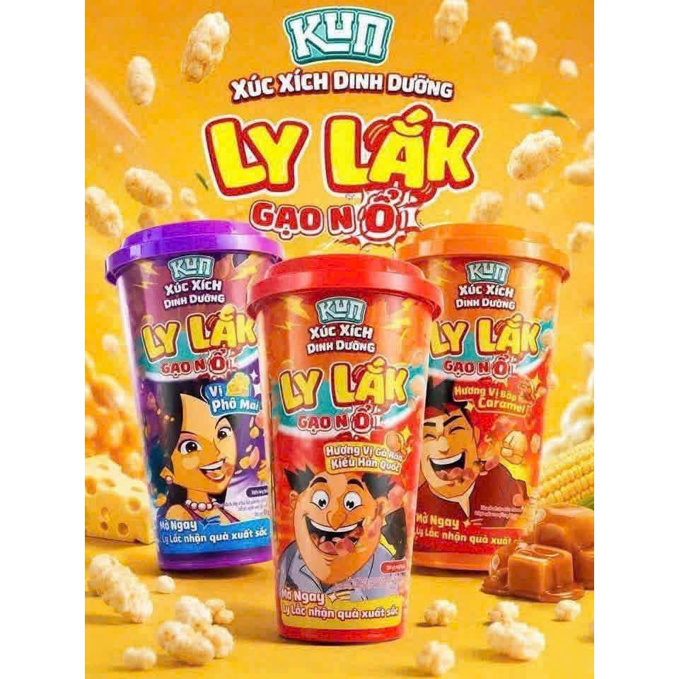 Xúc xích dinh dưỡng gạo nổ Kun ly lắk hương vị bắp rang caramel (Combo 6 và Combo 12) date đầu tháng