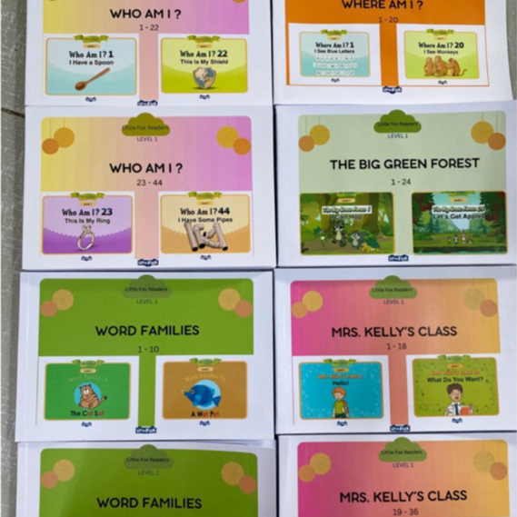 (Có quà) Vở bộ Little fox Level 1 - The big green, mrs Kelly class, who am i? where am i?, Word fami