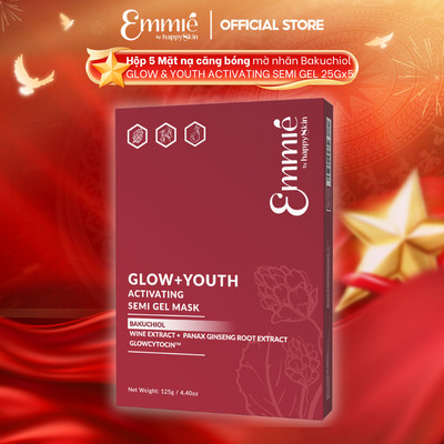 Mặt nạ dưỡng da Emmie Bakuchiol Vang Đỏ Hỗ Trợ Trẻ Hóa Da Căng Bóng Mờ Nhăn - Semi Gel Mask Hộp 5 Miếng 25g