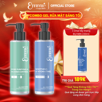 Bộ gel rửa mặt sáng tối Emmie B5 & 2% BHA Làm Sạch Sâu Dịu Nhẹ Không Căng Rát - Dạng Gel Dưỡng Ẩm Set Combo 2 Chai 180ml