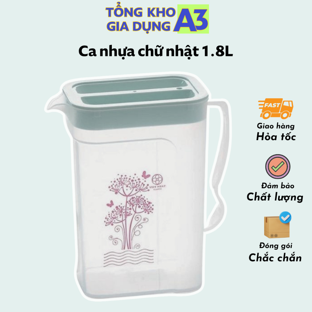 Ca nhựa vuông 1,8L Việt Nhật, Ca vuông 1.8L trong 6082