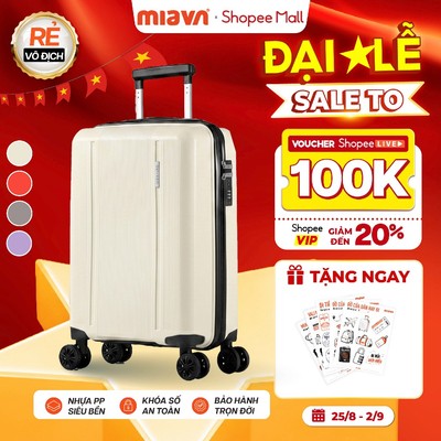 [🌟GIÁ TỐT] Vali Kéo MIAvn Larita ORIX Size 20/24 Inch - Nhựa PP Siêu Bền, Hạn Chế Bể Vỡ, Khoá Số, Bánh Xe Đôi