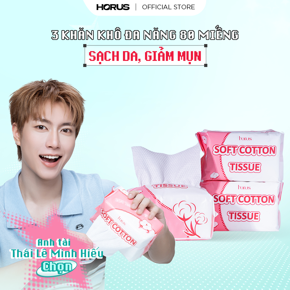Combo 3 gói Horus Khăn khô đa năng Soft Cotton Tissue 80pcs