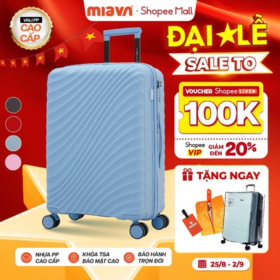 [💥BEST CHOICE] Vali Kéo MIAvn Larita SARON - Size 20/24/28 inch, Nhựa PP Cao Cấp, Khoá Số TSA, 2 Ngăn Lưới, Bánh Xe Đôi