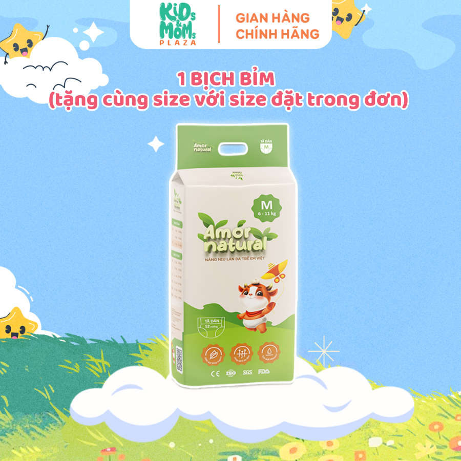 [QUÀ TẶNG] 1 bịch tã/bỉm quần/dán Amor Natural, bỉm Việt thoáng mát, thấm tốt, giá tiết kiệm - Kids 