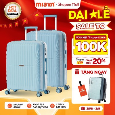 [COMBO SIÊU BỀN] 2 Vali Kéo MIAvn Du Lịch Larita JUDEN - Size 20/24/28, Nhựa PP Hạn Chế Bể Vỡ, Khoá TSA, Bánh Xe Đôi