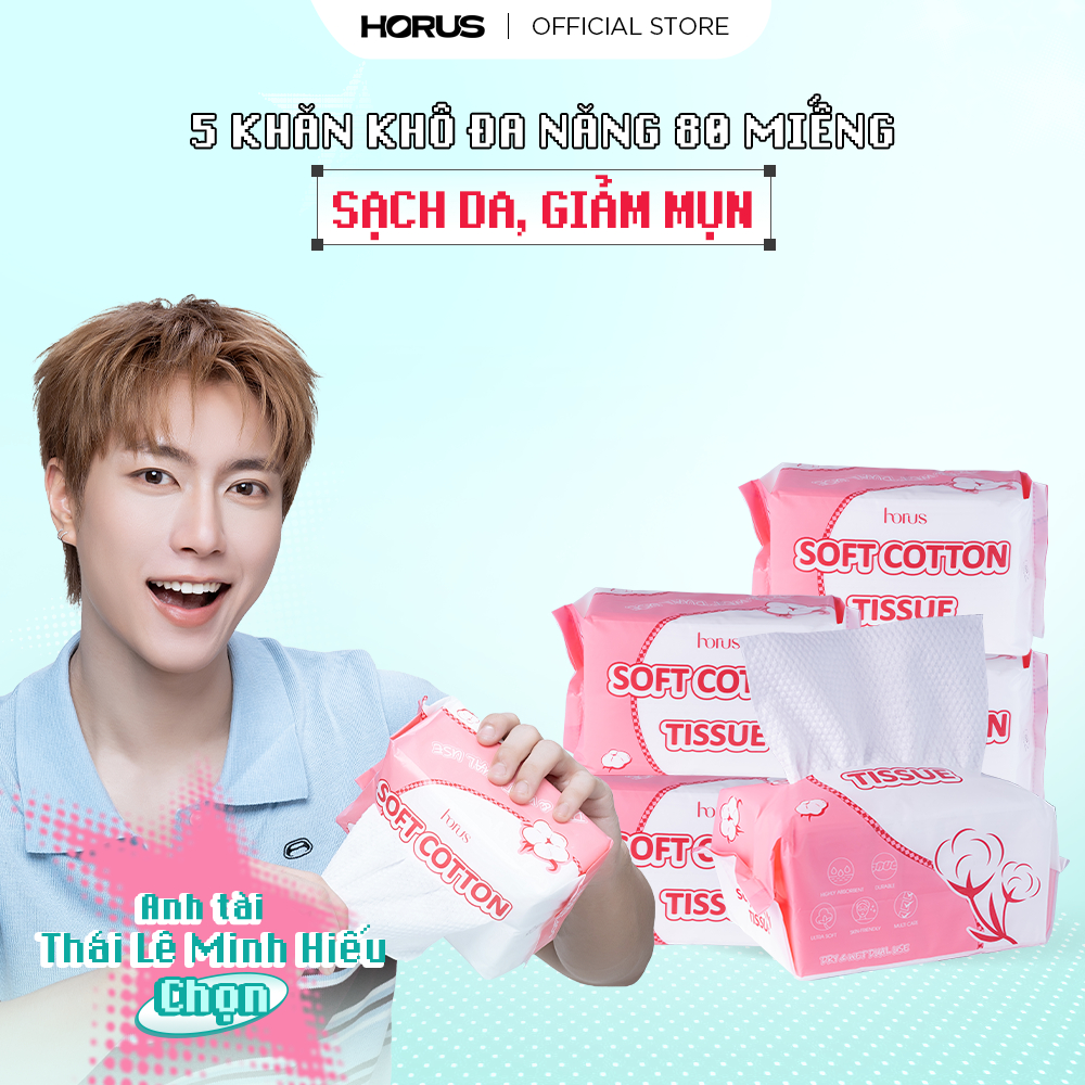 Combo 5 Horus Khăn khô đa năng Soft Cotton Tissue 80pcs