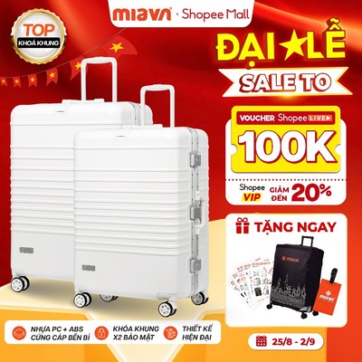 Combo 2 Vali Khoá Khung MIAvn Larita HILARY Size 20/24/28 - Nhựa PC/ABS Bền Bỉ Cao Cấp, Khoá Khung Bảo Tuyệt Đối