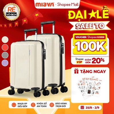 [🌟COMBO ĐỘC QUYỀN] Combo 2 Vali Kéo MIAvn Larita ORIX Size 20/24 Inch - Nhựa PP Siêu Bền, Hạn Chế Bể Vỡ, Khoá Số