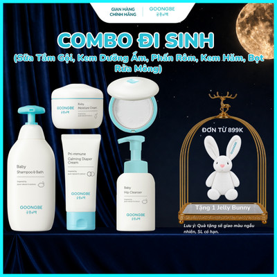 Combo Đi Sinh 5 Món Gồm Sữa Tắm Gội, Kem Chống Hăm, Kem Dưỡng Ẩm, Phấn Rôm, Bọt Rửa Mông Cho Bé Từ Sơ Sinh