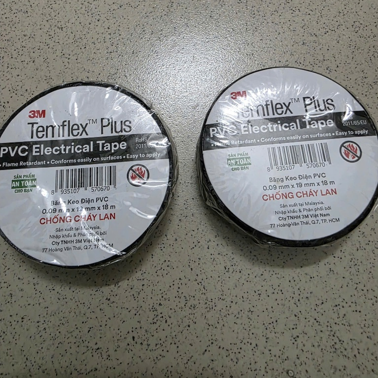 BĂNG KEO ĐIỆN 3M TEMFLEX PLUS PVC ELECTRICAL TAPE 19mmx18m