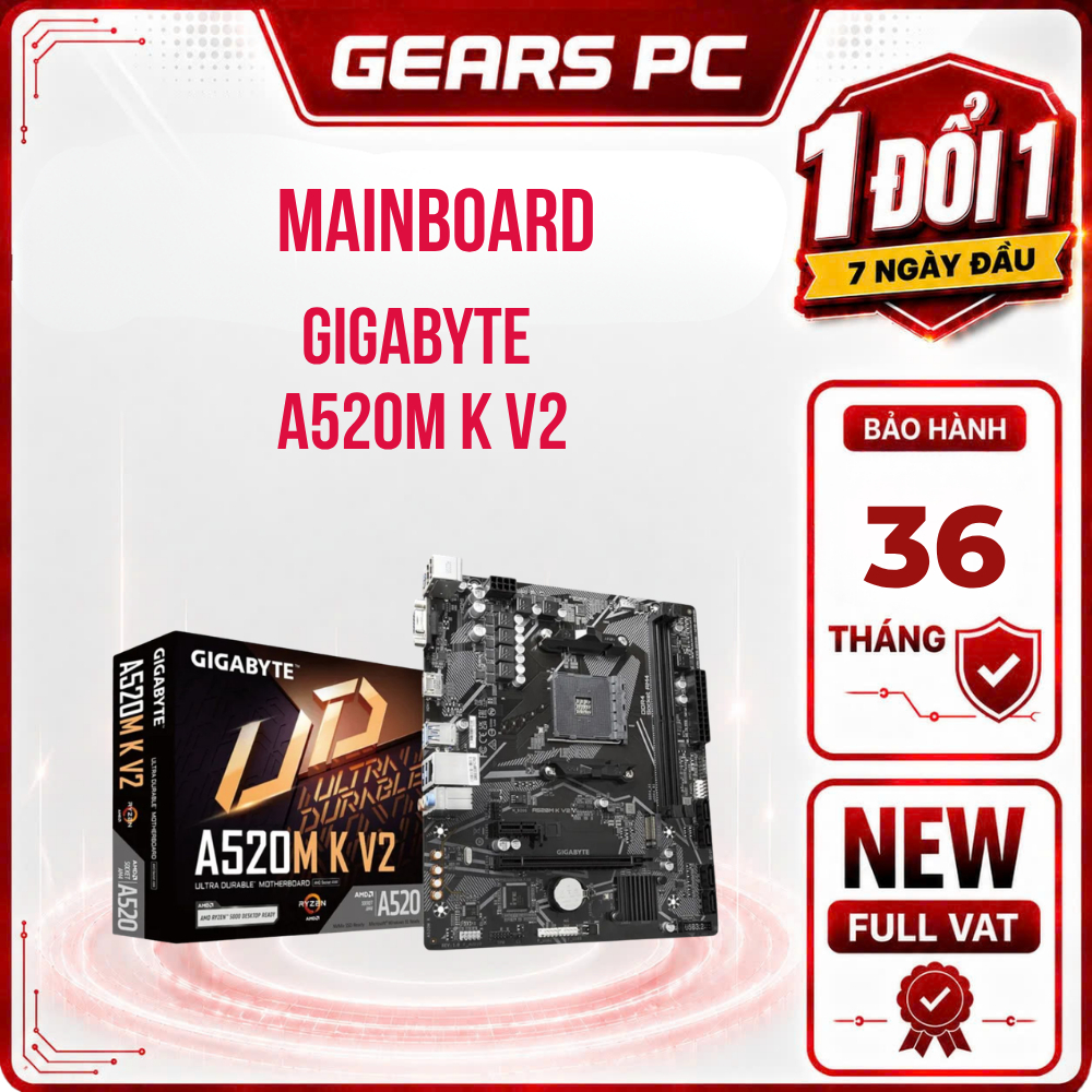Mainboard GIGABYTE A520M K V2 - Bảo hành 36 Tháng