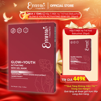 Mặt nạ dưỡng da Emmie Bakuchiol Glow & Youth Giúp Trẻ Hóa Da Căng Bóng Mờ Nhăn - Gel Lạnh Ôm Khít Cấp Ẩm COMBO 2 Hộp