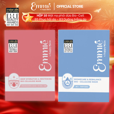 Mặt nạ phôi dừa Emmie Bio Cellulose B5 B3 Hỗ Trợ Phục Hồi Làm Dịu Da Cấp Ẩm - Hỗ Trợ Dưỡng Sáng Hộp 10 Miếng x 25g