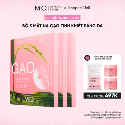Bộ 3 Mặt Nạ Gạo MOI Tinh Khiết Sáng Da - Hydrogel Rice Mask (9 Miếng - 32g x 9)