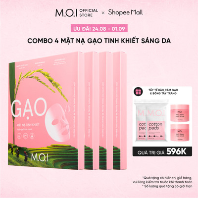 Bộ 4 Mặt Nạ Gạo MOI Tinh Khiết Sáng Da - Hydrogel Rice Mask (12 Miếng - 32g x 12)