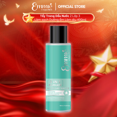 Nước tẩy trang dầu nước Emmie by Happy Skin 3in1 Làm Sạch Sâu Dưỡng Ẩm & Làm Dịu Da Công Nghệ Đột Phá Dịu Nhẹ Chai 400ml