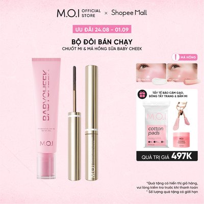 Bộ đôi Mascara cong & dài 12H và Má hồng sữa ửng hồng tự nhiên Baby Cheek Blush Ink by MOI
