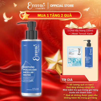[MUA 1 TẶNG 2 QUÀ] 01 CHAI Nước Tẩy Trang Làm sạch Bụi mịn Dịu nhẹ Emmie Soothing Polluclear Micellar Water 220ml