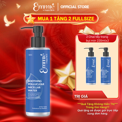 Nước tẩy trang Emmie by HappySkin Giúp Làm Sạch Bụi Mịn Dịu Nhẹ Cho Da Nhạy Cảm - Công Thức Dưỡng Ẩm An Toàn Chai 220ml