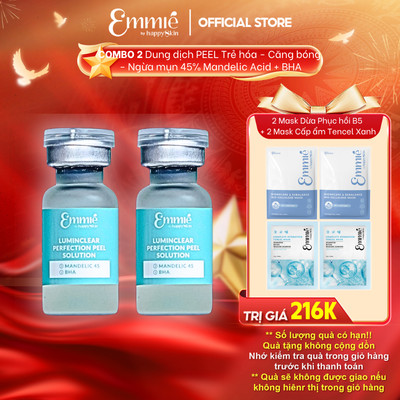 Dung dịch Peel da Emmie Luminclear Perfection Peel Solution Hỗ Trợ Giảm Mụn - Hỗ Trợ Làm Sạch Lỗ Chân Lông Chai 2ml x 2