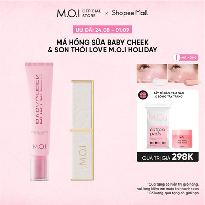 Bộ Đôi Son Thỏi Love M.O.I Holiday - Phiên Bản Lễ Hội 2.7g & Má Hồng Sữa Ửng Hồng Tự Nhiên Baby Cheek Blush 14ml