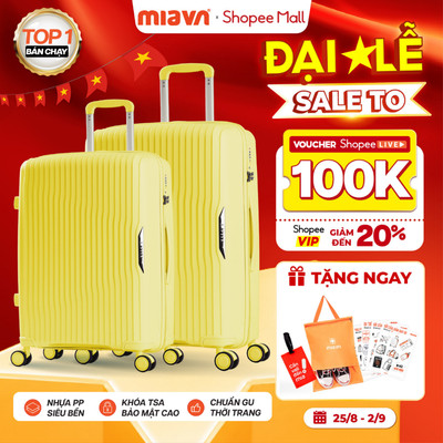 [COMBO SIÊU HỜI] 2 Vali Kéo MIA Du Lịch Larita ROTA - Size 20/24/28, Nhựa PP Hạn Chế Bể Vỡ, Khoá TSA Bảo Mật Cao