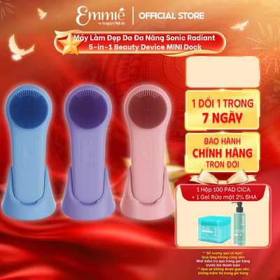 Máy rửa mặt đa năng Emmie Công nghệ Sonic 5 in 1 Deluxe MINI Bản Nâng Cấp Hỗ Trợ Làm Sạch Da - Hỗ Trợ Hấp Thụ Dưỡng Chất