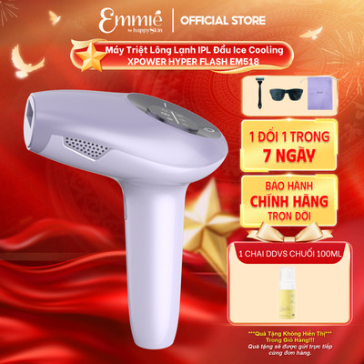 Máy triệt lông lạnh IPL Emmie Xpower Hyper Flash EM518 Ice Cooling Hỗ Trợ Chăm Sóc Da TẶNG 1 Chai Dung dịch vệ sinh