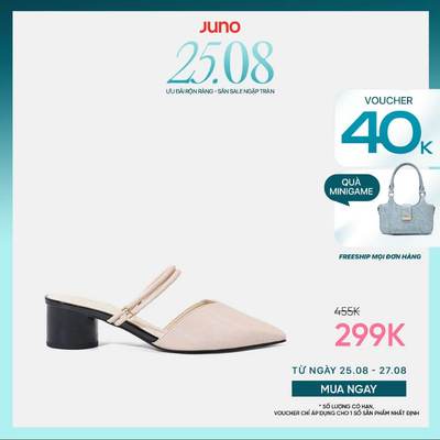 Giày Cao Gót Nữ 5cm Thời Trang JUNO Giày Mules Mũi Nhọn Gót Trụ CG05097