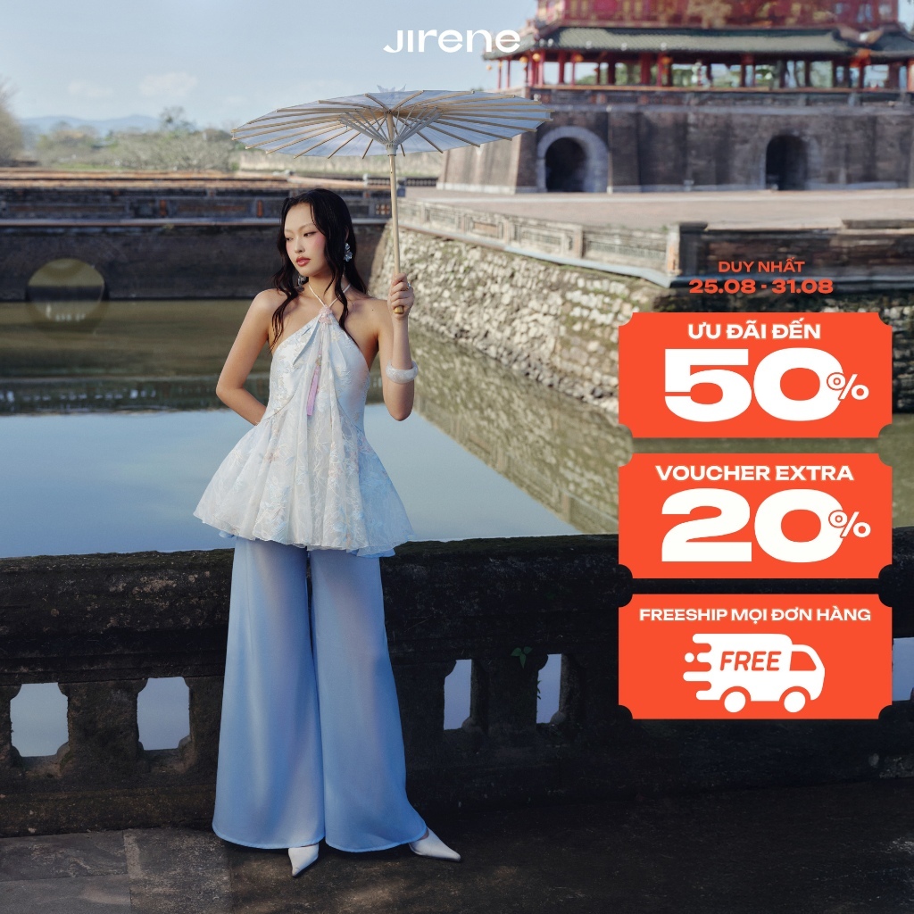 [ Pre -order ] - Jirene - Áo kiểu yếm nữ chất liệu ren thêu RINSEI TOP