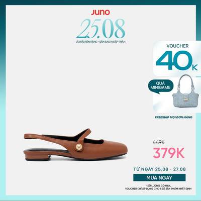 Giày Búp Bê Nữ 3cm Thời Trang JUNO Slingback Mũi Tròn BB03139