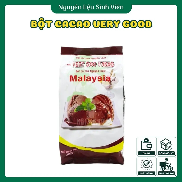 [Chính hãng có VAT] Bột cacao Very Good Kakao 500g Date mới nguyên liệu pha chế đồ uống làm bánh cac
