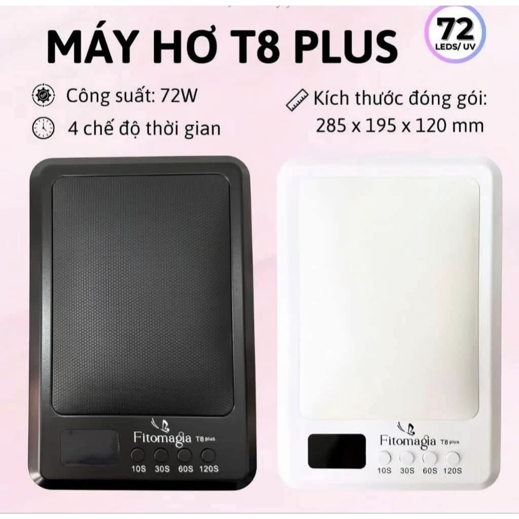 Máy hơ T8 Plus Fitomagia Nail, Công Suất Cao 72W, 60 Bóng Đèn Led và 4 chế độ thời gian