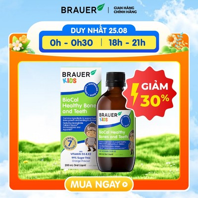 (FLASH SALE) Brauer Kids BioCal Healthy Bones and Teeth - Hỗ trợ xương và răng chắc khỏe cho trẻ từ 7 tháng(200ml)