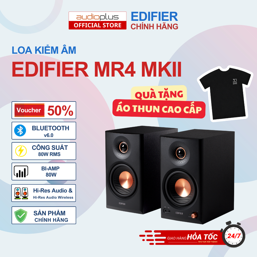 Loa Kiểm Âm Edifier MR4 MKII - Bluetooth 6.0, Hi-Res LDAC, Công Suất 80W, DSP toàn phần - Chính hãng