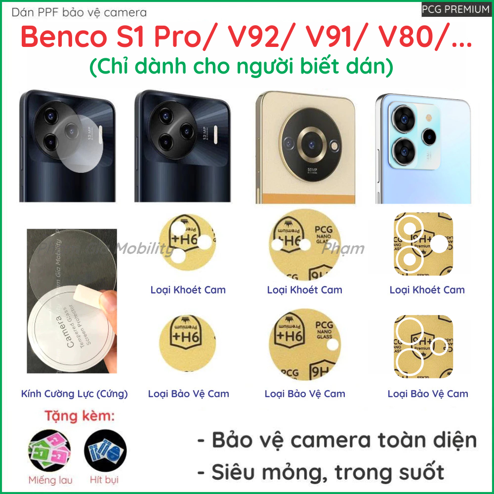[mua 1 tặng 1] Dán cường lực, Kính cường lực camera dành cho Benco S1 Pro/ V80 V91 Plus V92 Nano dẻo