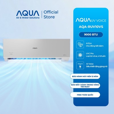AQUA Máy Lạnh Inverter 1HP AQA-RUV10VS UV Voice – AI Voice, UVC Pro Diệt Virus, AI Eco, Freeship