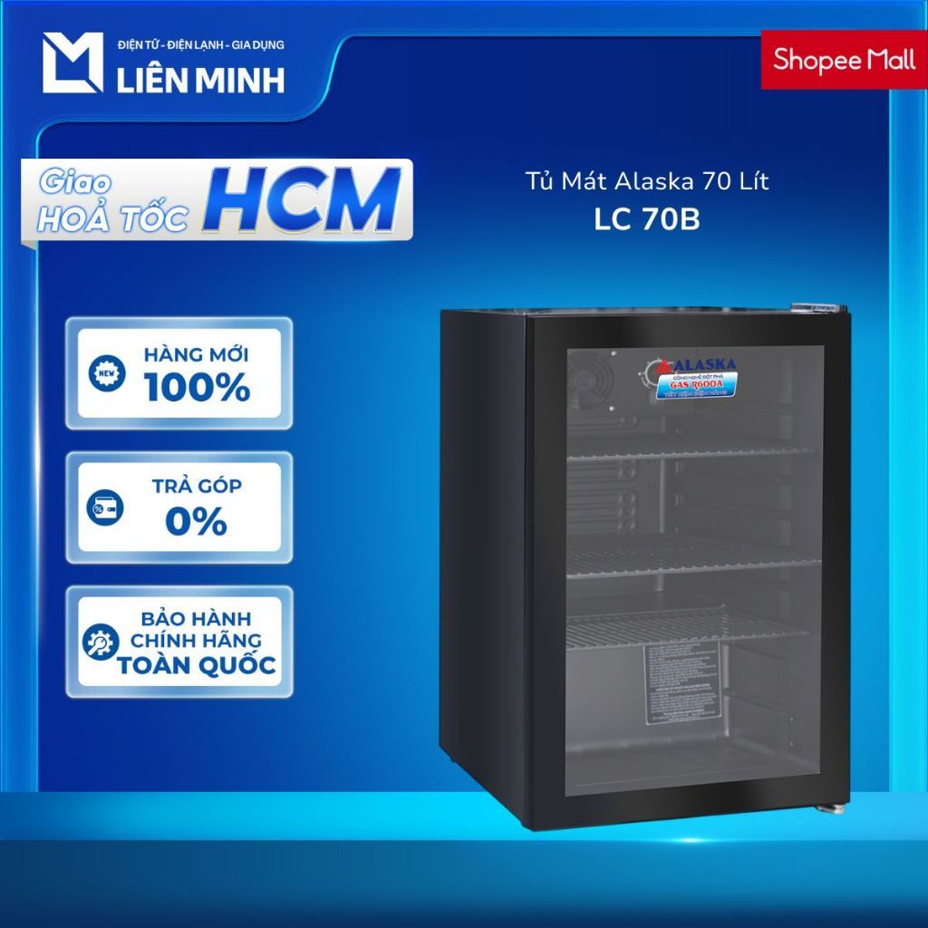 LC 70B - Tủ Mát Mini Alaska 70 Lít LC-70B - Cửa kính 2 lớp chống đọng sương [Giao Toàn Quốc]