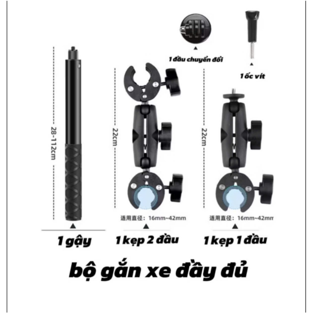 bộ kẹp gắn xe chuyên dụng gắn action  bộ  chính hãng lanperte 66camera