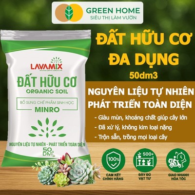 Đất Trồng Cây GreenHome, Lavamix, Bao 50dm3 (~20kg), Đầy Đủ Dinh Dưỡng, Dễ Sử Dụng, Chuyên Trồng Rau