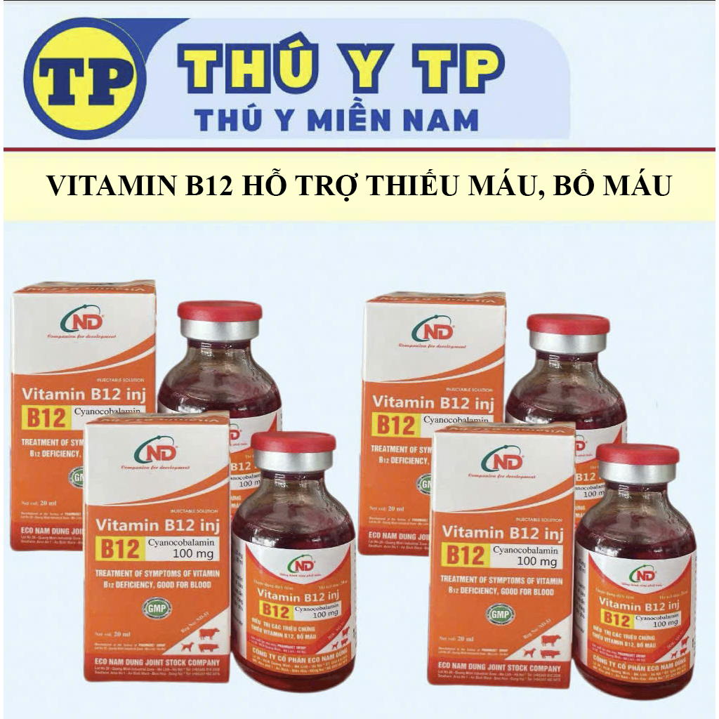 Vitamin B12 20ml Nam dũng hỗ trọ thiếu máu, vitamin b12 gà, vật nuôi