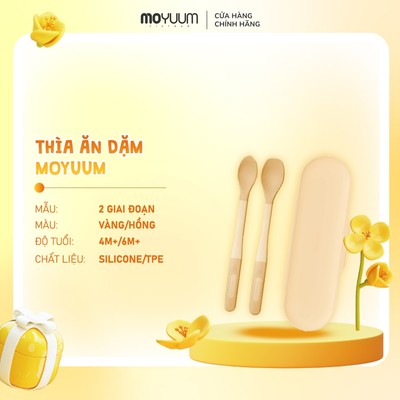 Bộ thìa ăn dặm silicon Moyuum - 2 cấp độ - 4m+