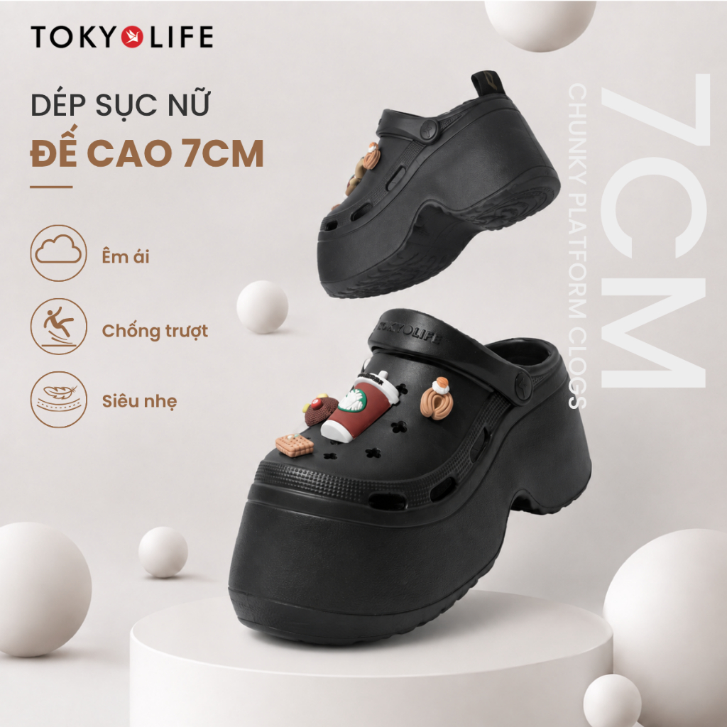 Dép sục NỮ siêu nhẹ thoáng khí 7cm TOKYOLIFE 40004778